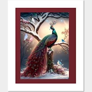 Peacock - Birds - Stars - Winter Posters and Art